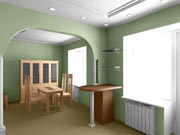 Interior with green walls